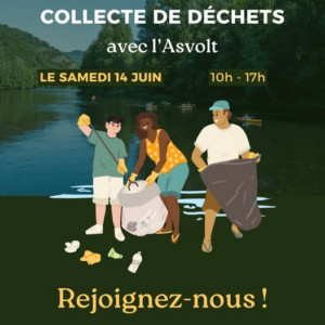 Collecte de déchets au bord du Lot