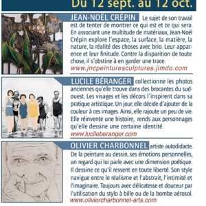 Exposition au Musée Gabriel – Jean-Noël Crépin, Lucile Béranger et Olivier Charbonnel