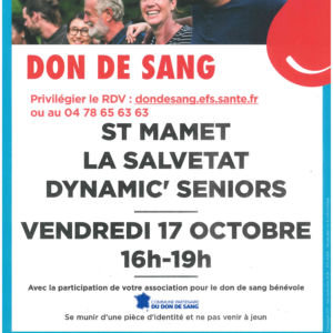 Don du sang à Saint-Mamet-la-Salvetat
